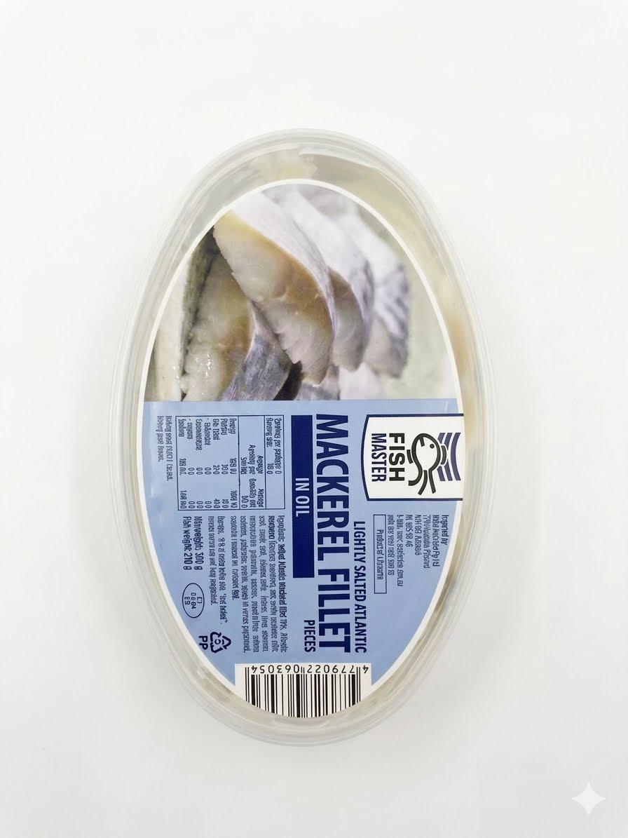Mackerel Fillet Lightly Salted In Oil, "Fish Master", 300g