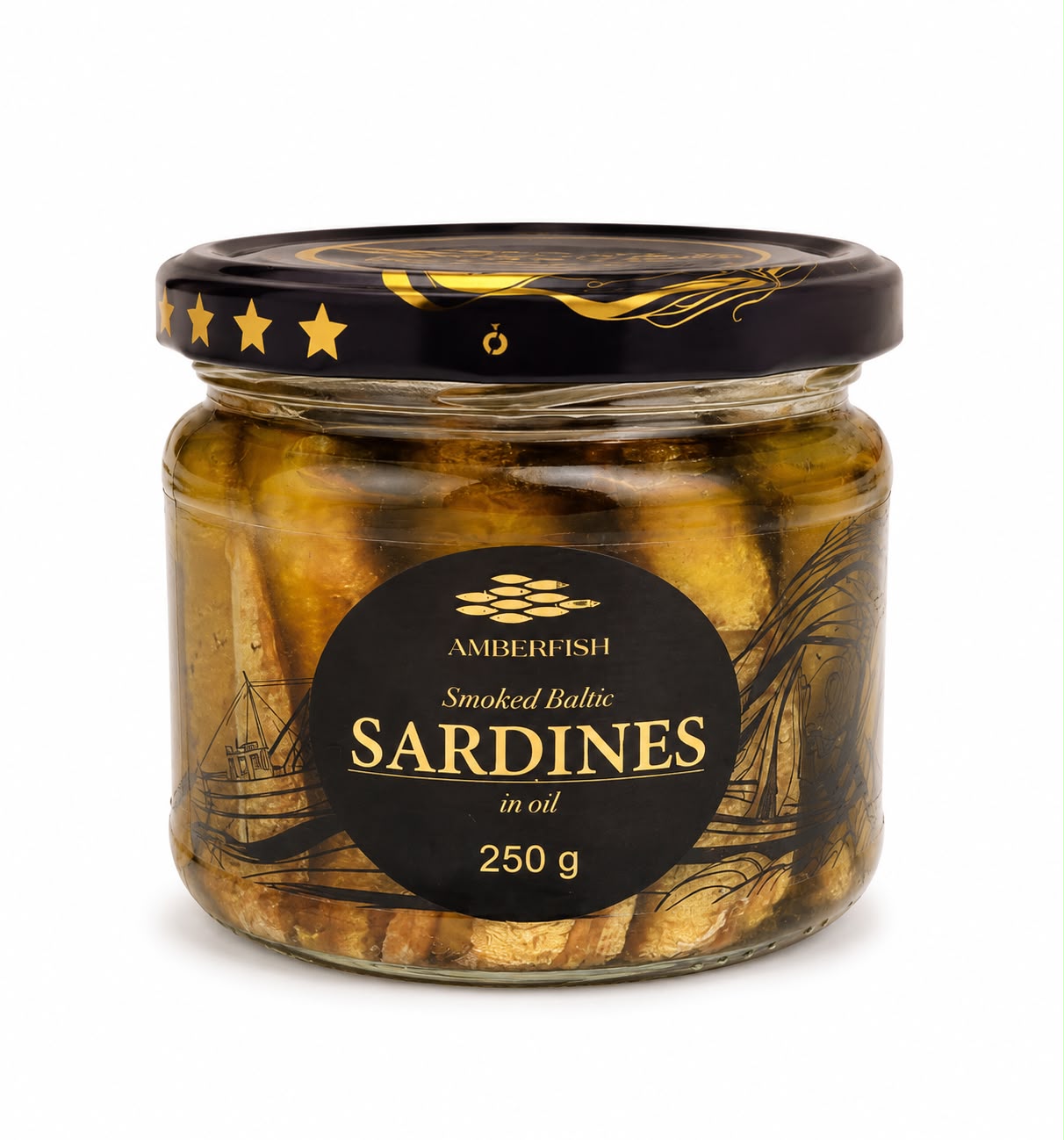 Smoked Baltic Sardines in Oil, "Amberfish", 250g