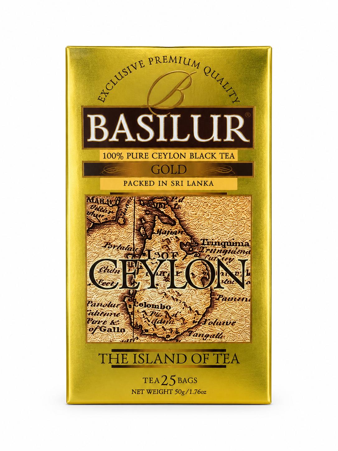 Basilur Gold The Island of Tea Ceylon Black Tea 50g, 25 Tea Bags