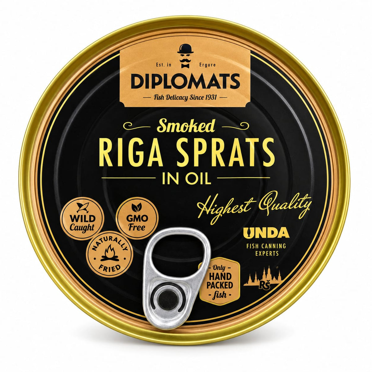 Riga Smoked Sprats in Oil, "Diplomats", 160g
