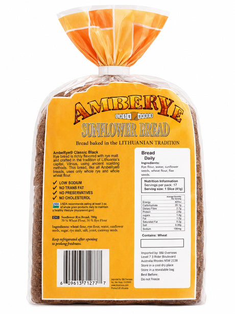 Bread Sunflower Dark Rye Tradition, "AMBERYE", 700G