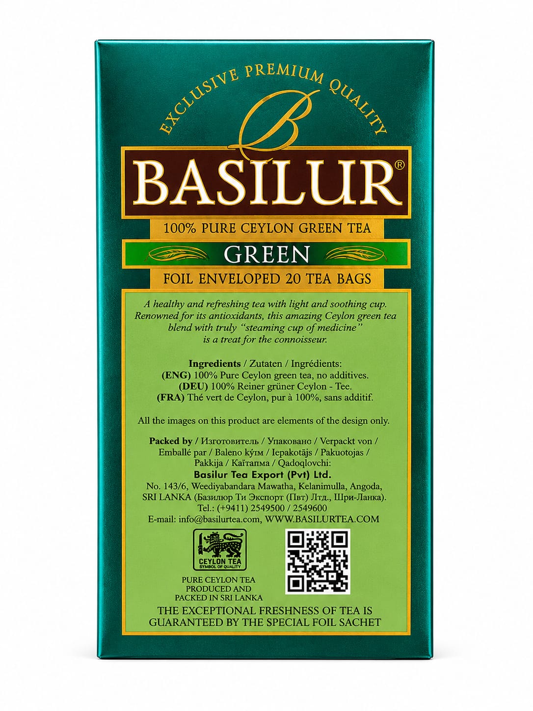 Basilur Green The Island of Tea Ceylon Green Tea, Basilur, 30g, 20 Tea Bags