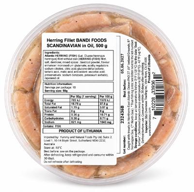 Herring Fillet Scandinavian - "Bandi", 500g