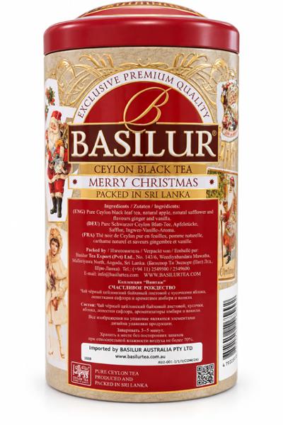Ceylon Black Tea Merry Christmas, Vintage Style - Basilur 100g, Tin