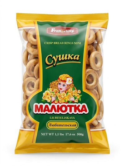 Sushki, Mini Crisp Bread Rings, Liubitelsky - Franzeluta 500g
