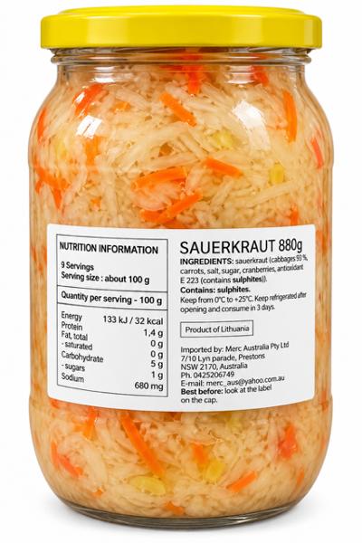 Sauerkraut, Kapusta, Carrot and Cranberry,  880g