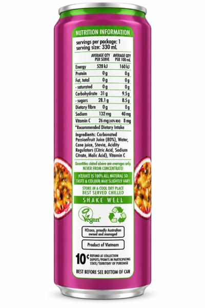 H2 Juice, Sparkling Passionfruit Drink - 330ml