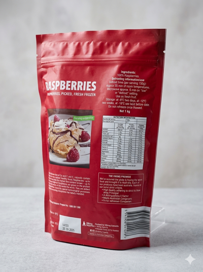 Hand-Picked Raspberries, Fresh Frozen - Viking Platter 1kg