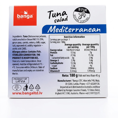 Tuna Salad, Mediterranean - Banga 180g